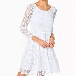 NWT Lilly Geanna Scalloped Dress in Resort White - Size XL